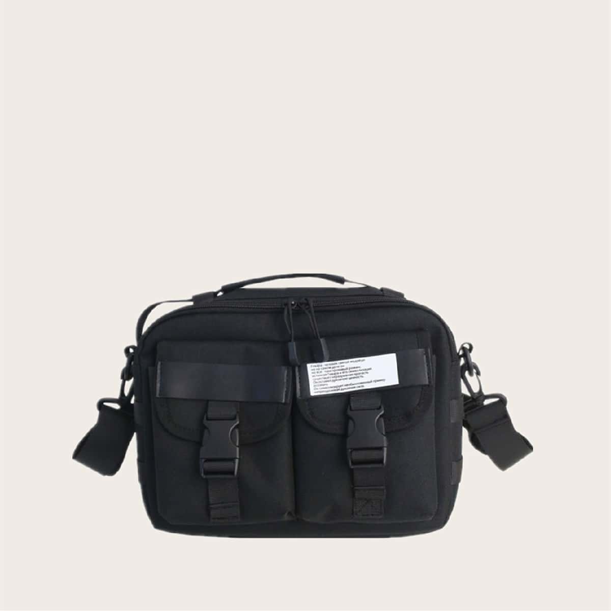 

Guys Release Buckle Decor Crossbody Bag, Black