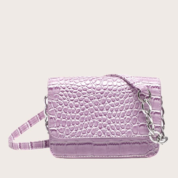 

Croc Embossed Flap Crossbody Bag, Purple