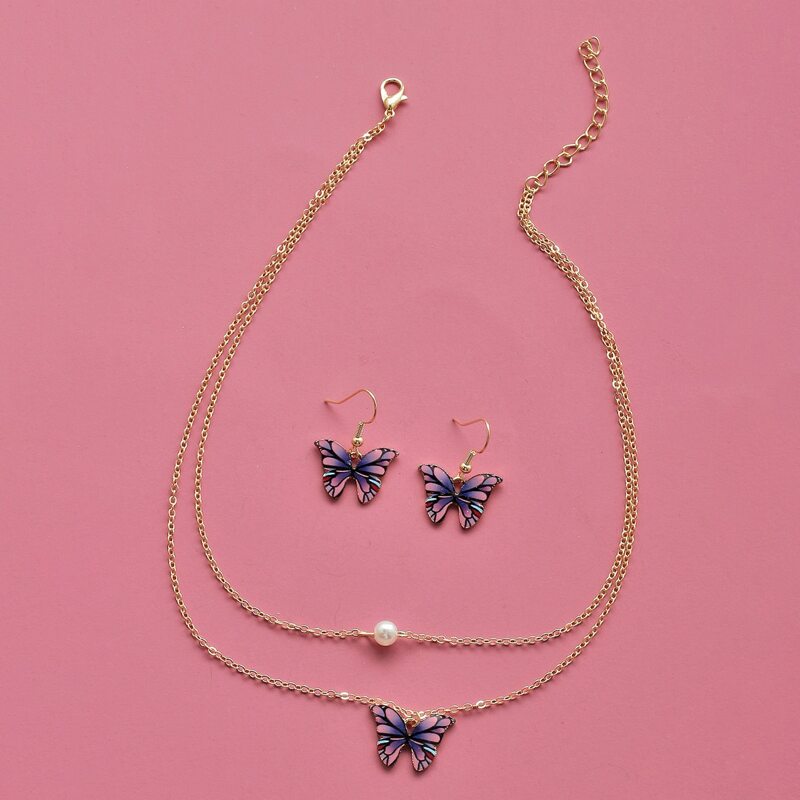 

3pcs Butterfly Decor Jewelry Set, Purple