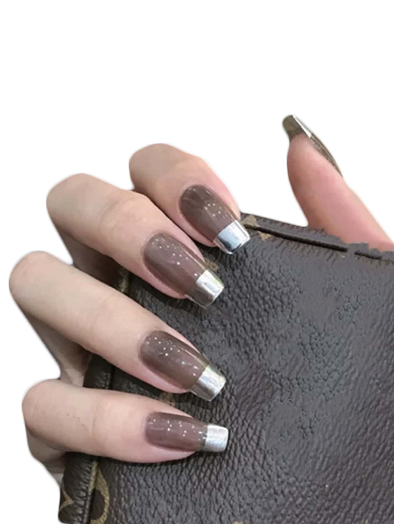 24pcs Two Tone Fake Nail With Double-side Tape - Multicolor - View 1