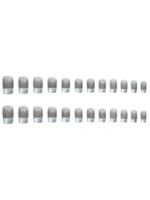 24pcs Two Tone Fake Nail With Double-side Tape - Multicolor - View 2
