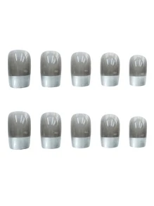 24pcs Two Tone Fake Nail With Double-side Tape - Multicolor - View 3