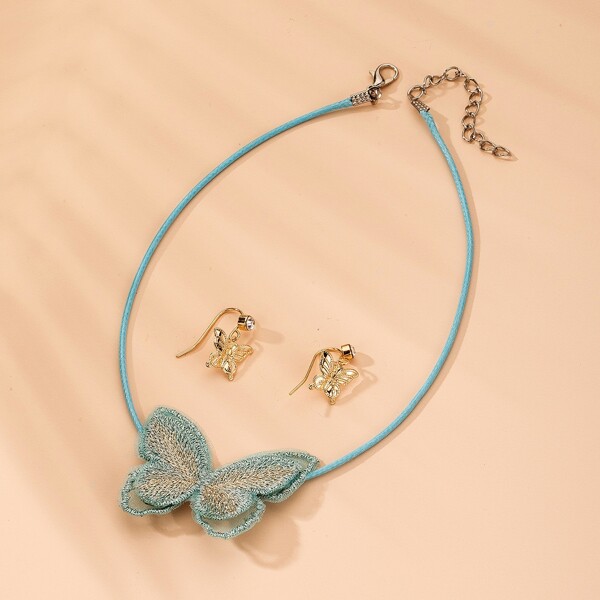 

3pcs Butterfly Decor Jewelry Set, Multicolor