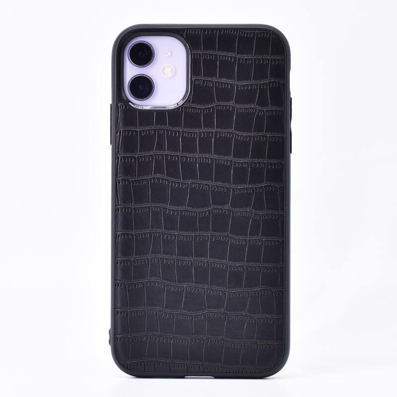 

1pc Croc Embossed iPhone Case, Black
