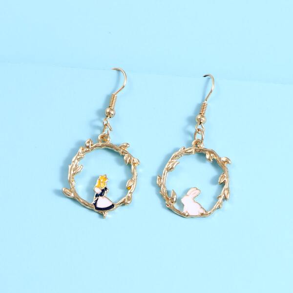 

Girls Rabbit Round Drop Earrings, Gold