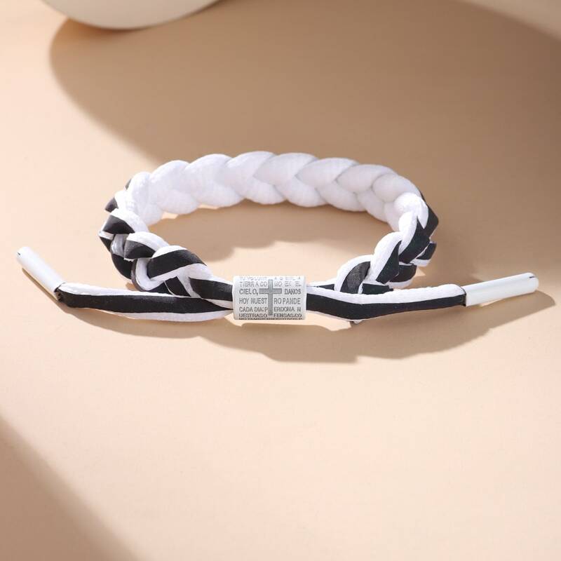 

Cross Braided Bracelet, Black and white