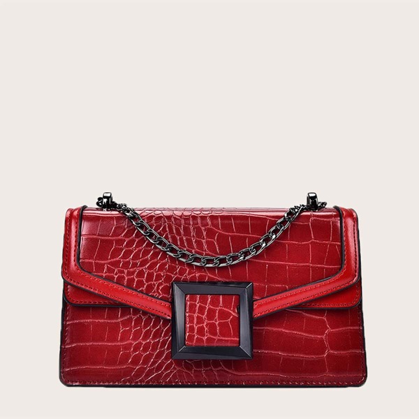 

Рельефная сумка через плечо на цепочке, Красный