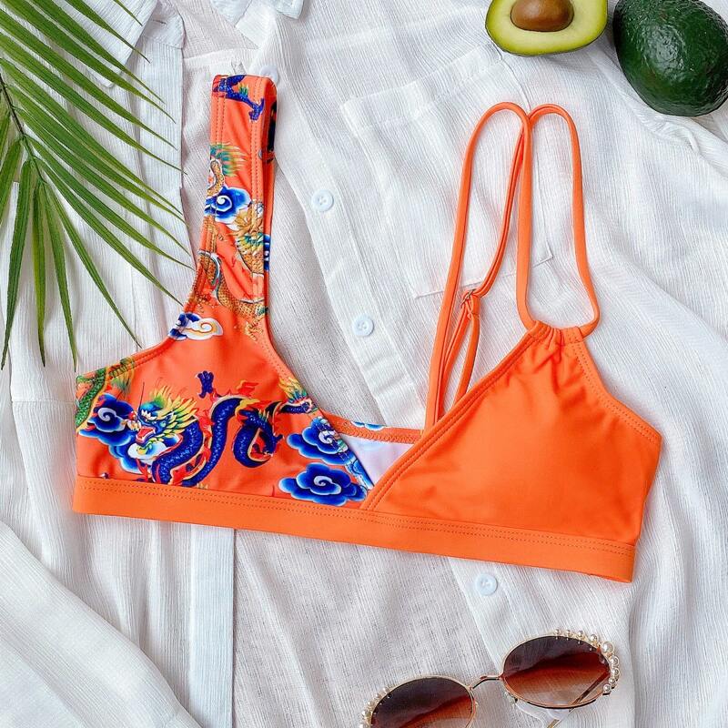 

Dragon Print Bikini Top, Orange