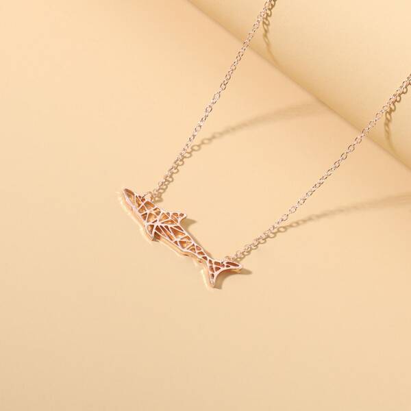 

Stainless Steel Fish Charm Necklace, Gold