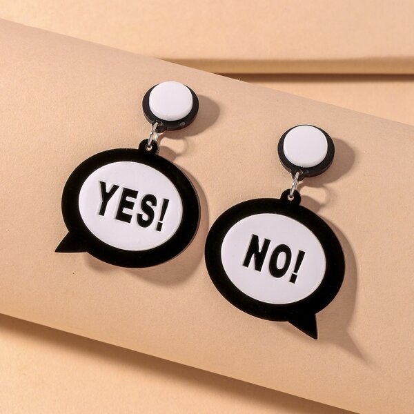 

Letter Graphic Drop Earrings, Black and white