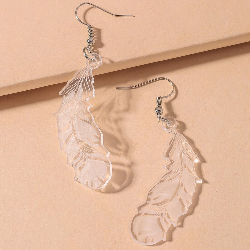 

Feather Charm Drop Earrings, White