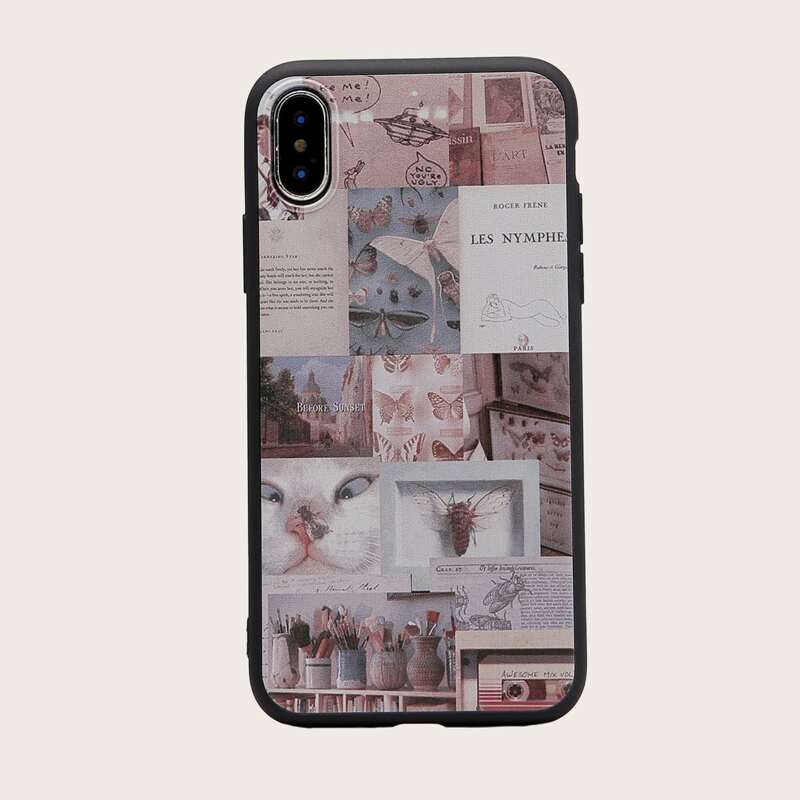 

1pc Mixed Pattern iPhone Case, Multicolor