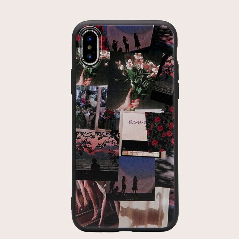 

1pc Mixed Pattern iPhone Case, Multicolor