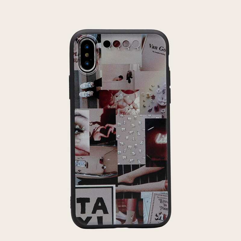 

1pc Mixed Pattern iPhone Case, Multicolor