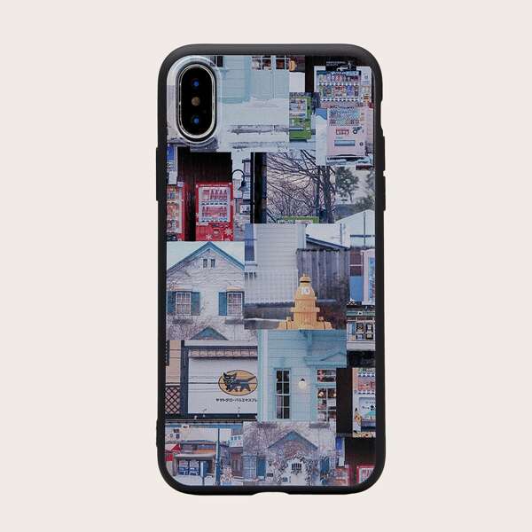 

1pc Building Pattern iPhone Case, Multicolor