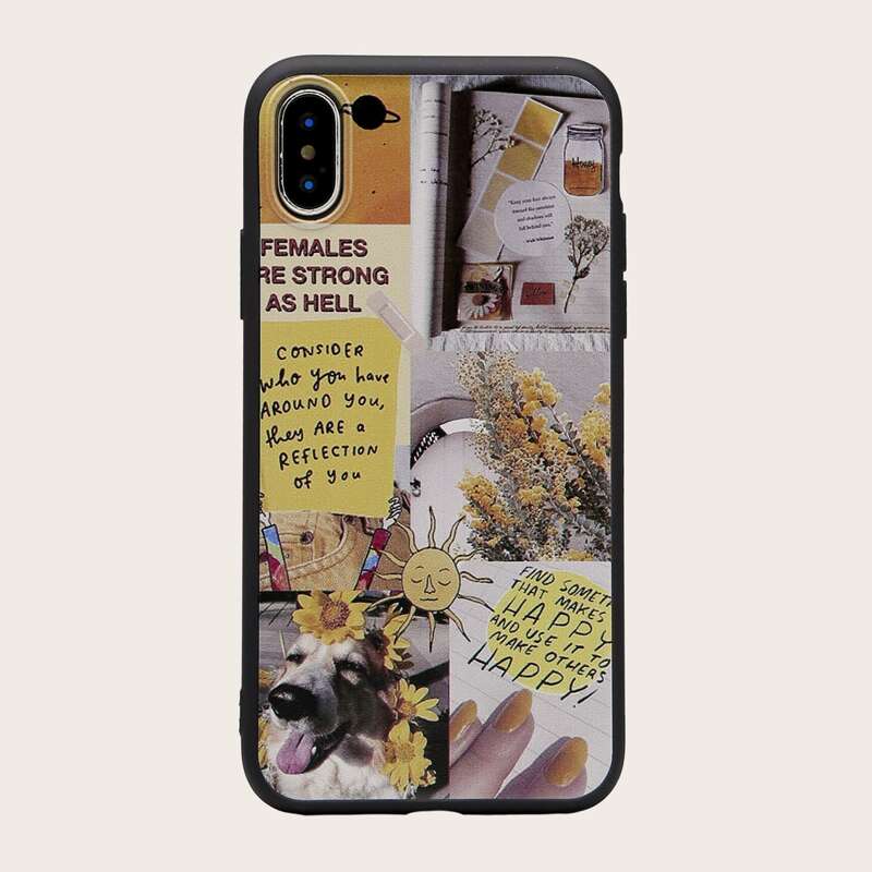 

1pc Mixed Pattern iPhone Case, Multicolor