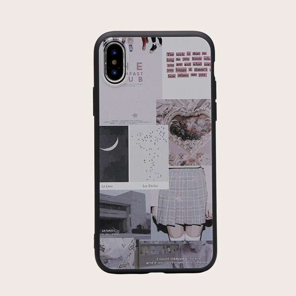 

1pc Mixed Pattern iPhone Case, Multicolor