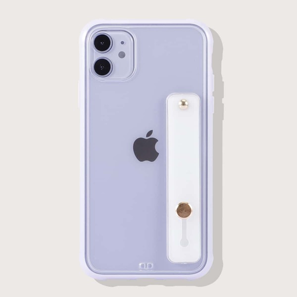 

1pc Minimalist Hand Strap iPhone Case, Purple