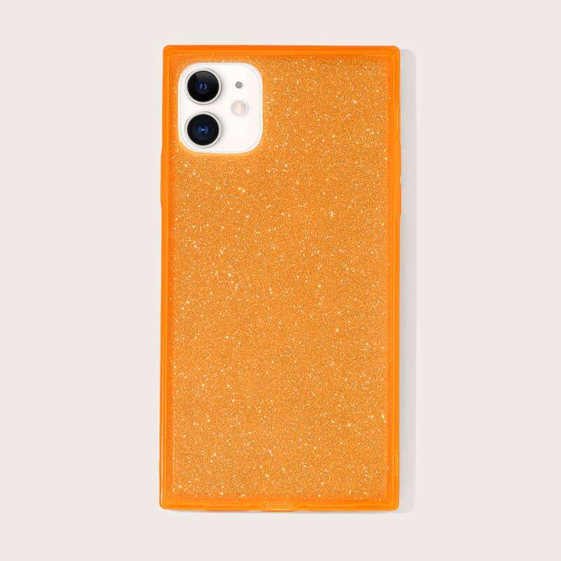 

1pc Glitter iPhone Case, Orange
