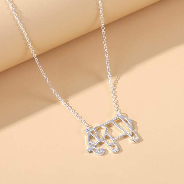 

Stainless Steel Elephant Charm Necklace, Silver