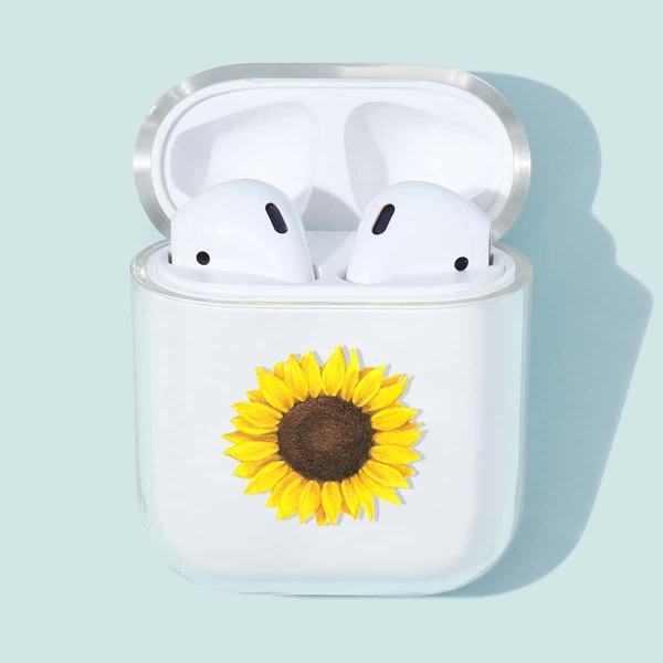 

1pc Sunflower Print AirPods Case, Clear