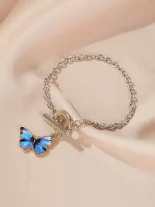 Butterfly Link Bracelet - Silver - View 1