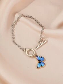 Butterfly Link Bracelet - Silver - View 3