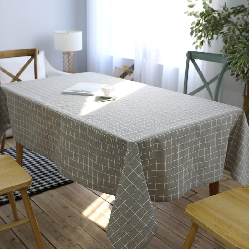

1pc Plaid Pattern Tablecloth, Grey