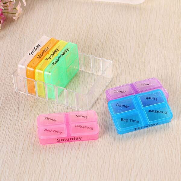 

7pcs Mini Pill Storage Box Set, Multicolor