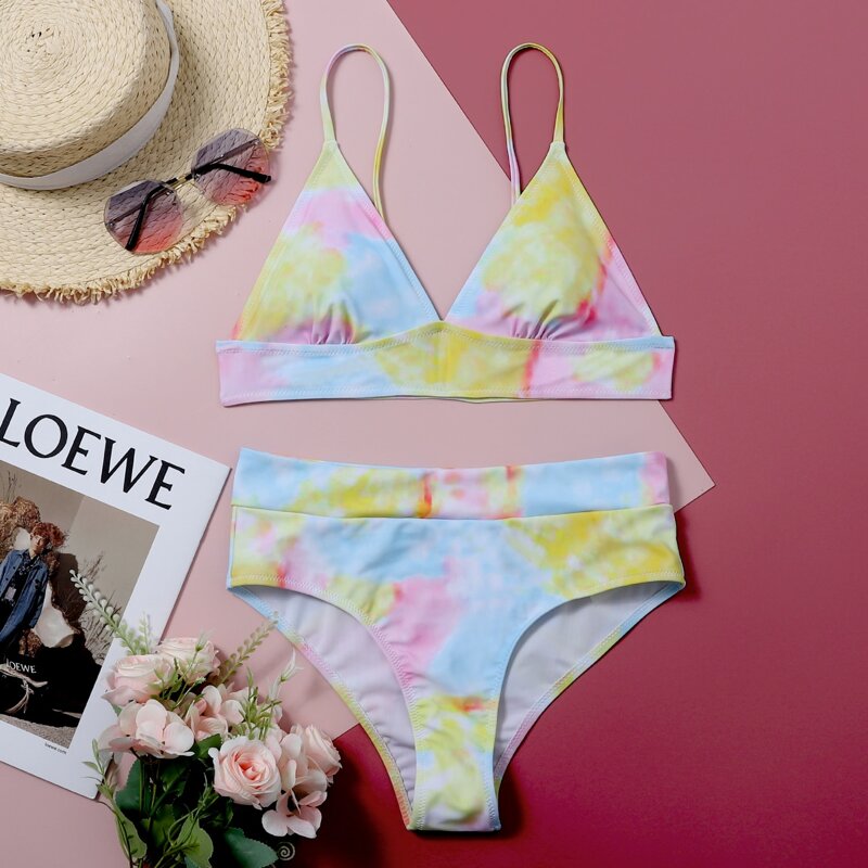 

Tie Dye Triangle Bikini Swimsuit, Multicolor