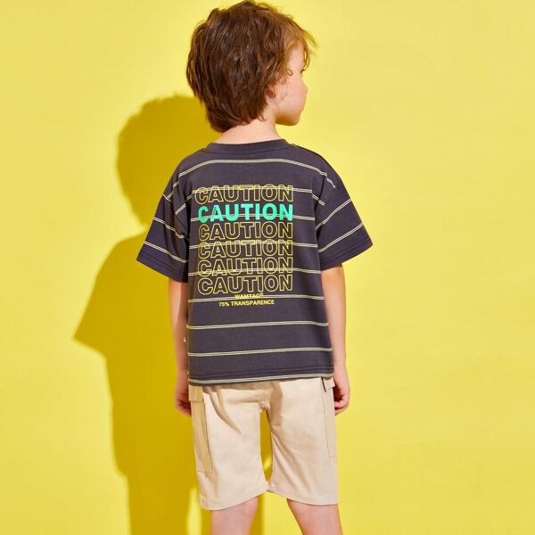 

Toddler Boys Letter Graphic Drop Shoulder Tee With Pants, Multicolor