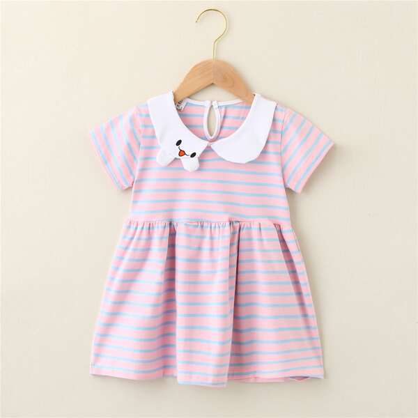 

Toddler Girls Striped Peter Pan Collar Smock Dress, Multicolor