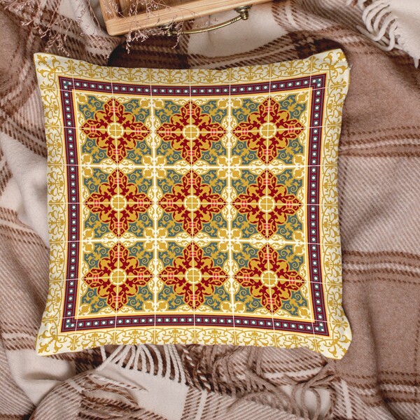 

Vintage Flower Print Cushion Cover Without Filler, Multicolor