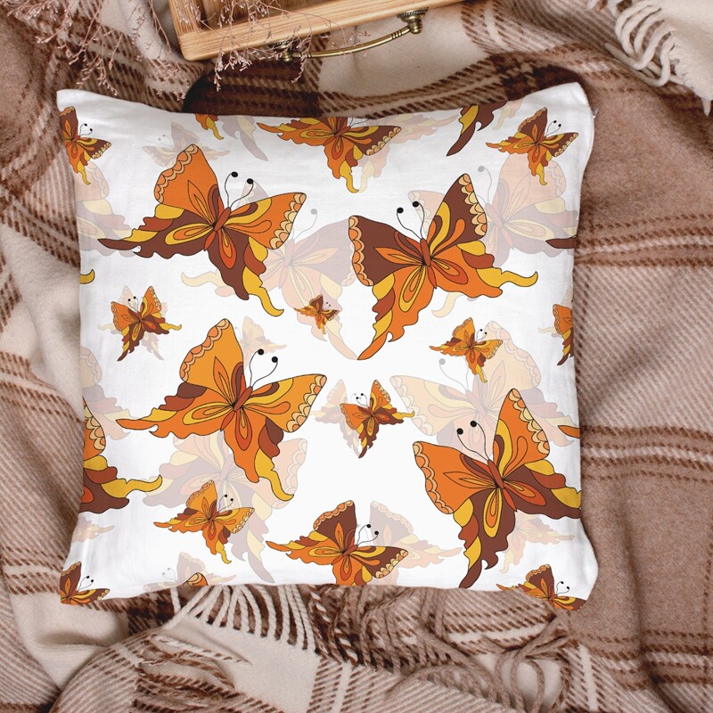 

Butterfly Print Cushion Cover Without Filler, Multicolor