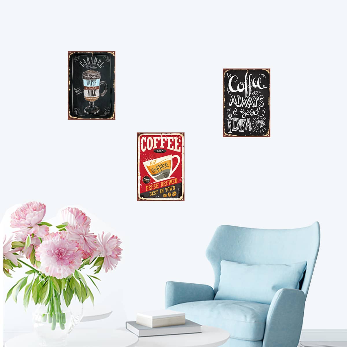

3sheets Coffee Print Wall Sticker, Multicolor