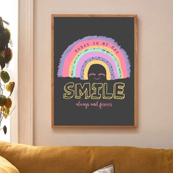 

Rainbow Print Wall Painting Without Frame, Multicolor