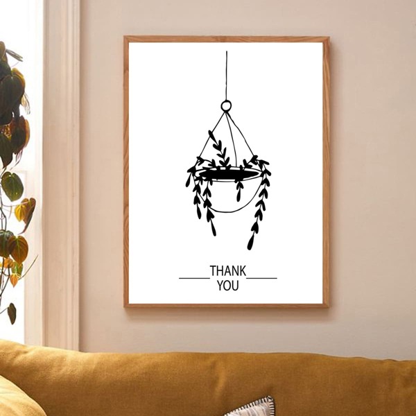 

Plant Print Wall Painting Without Frame, Black and white