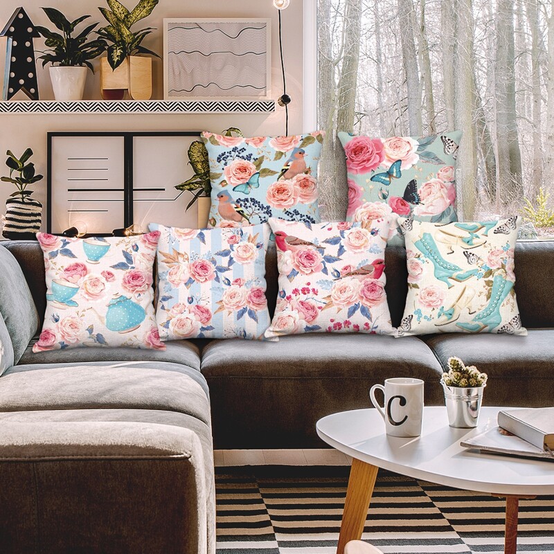 

1pc Flower Print Cushion Cover Without Filler, Multicolor