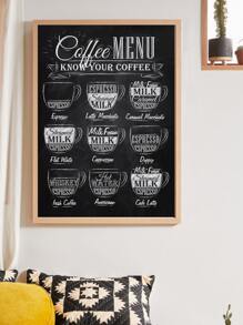 Pintura de pared con estampado de café sin marco - Blanco y Negro - Ver 1