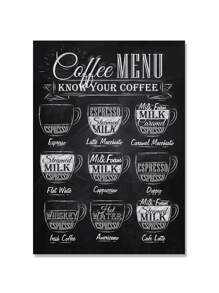 Pintura de pared con estampado de café sin marco - Blanco y Negro - Ver 2