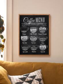 Pintura de pared con estampado de café sin marco - Blanco y Negro - Ver 4