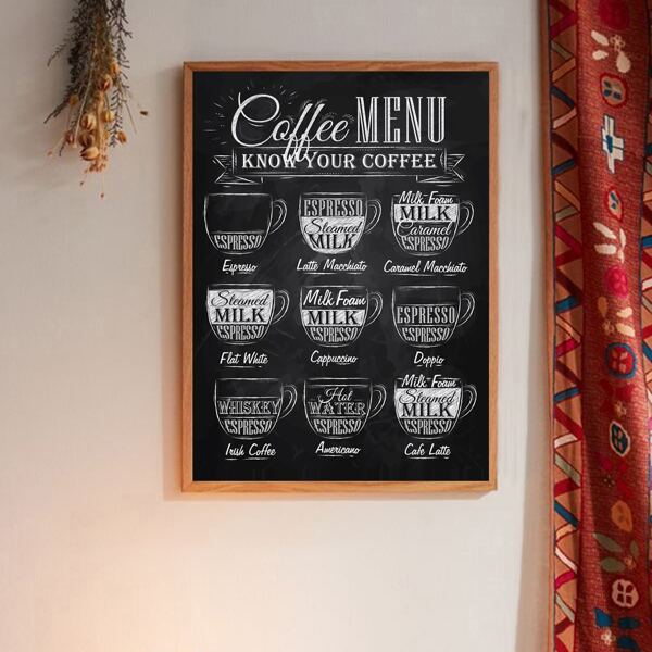 

Coffee Print Wall Painting Without Frame, Black and white