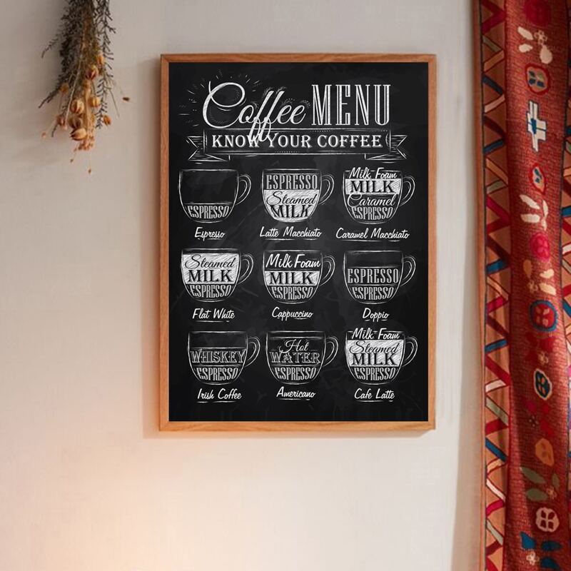 

Coffee Print Wall Painting Without Frame, Black and white
