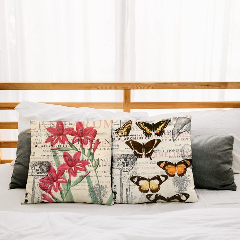 

1pc Flower & Butterfly Print Cushion Cover Without Filler, Multicolor