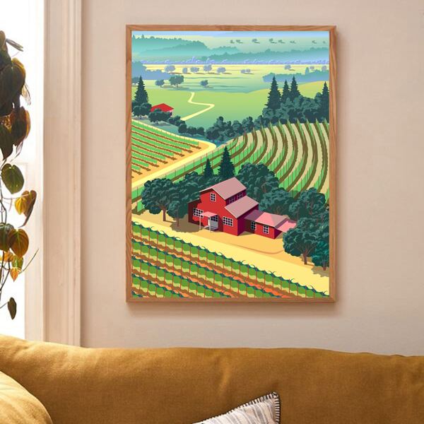 

Rural Pattern Wall Painting Without Frame, Multicolor
