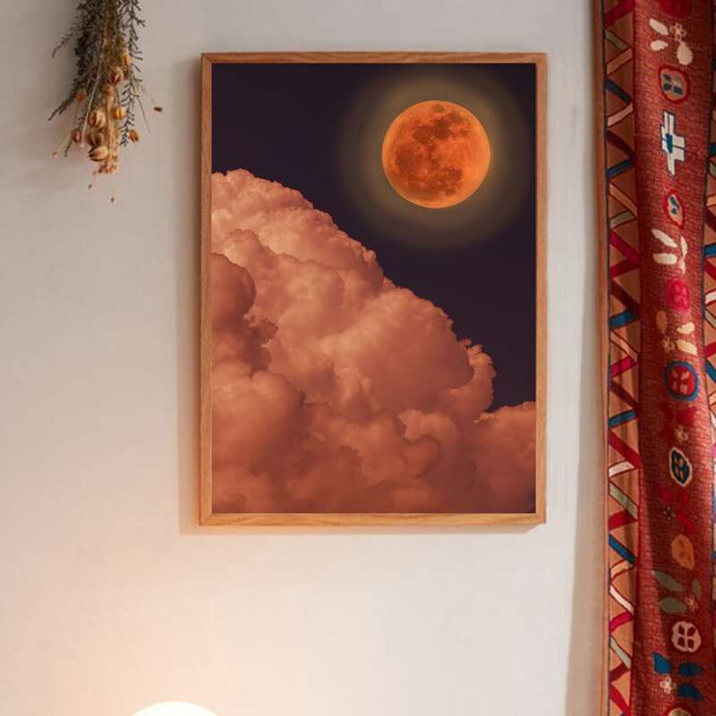 

Cloud Print Wall Painting Without Frame, Multicolor
