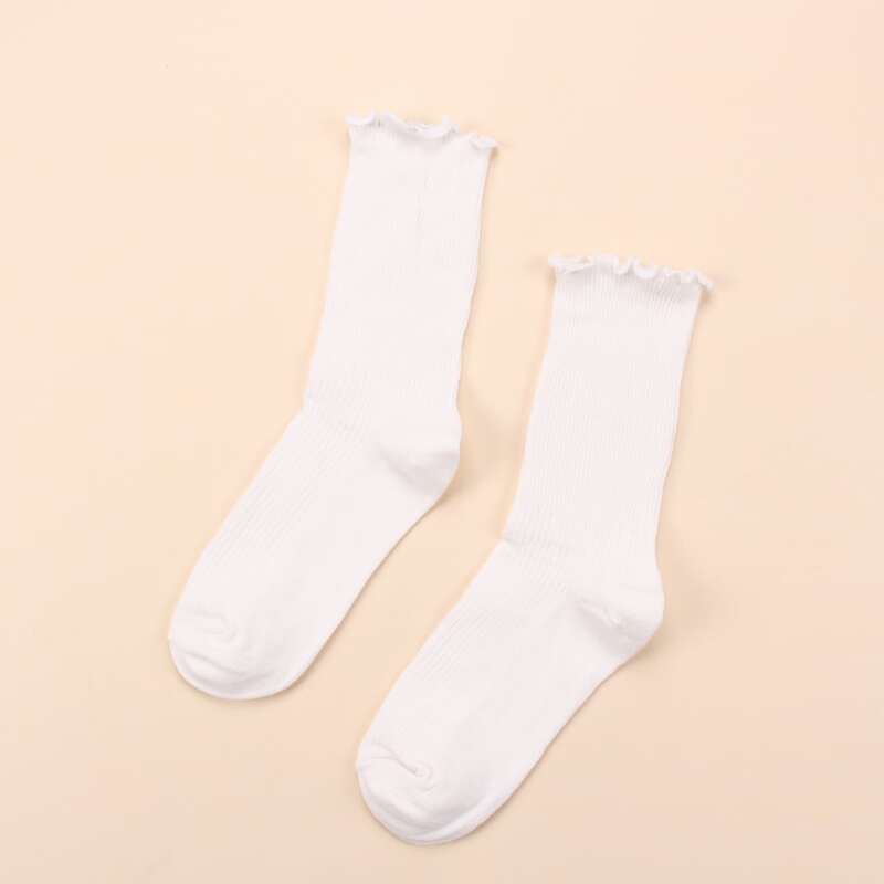 

Simple Solid Ribbed Socks, White