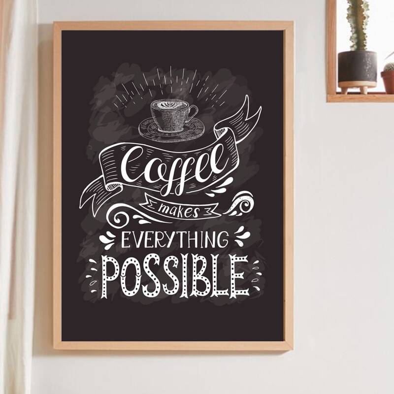 

Coffee Print Wall Painting Without Frame, Black and white