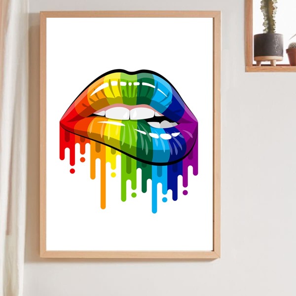 

Lip Print Wall Painting Without Frame, Multicolor