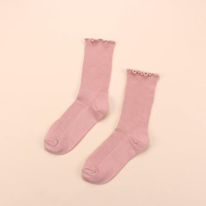 

Simple Solid Ribbed Socks, Dusty pink